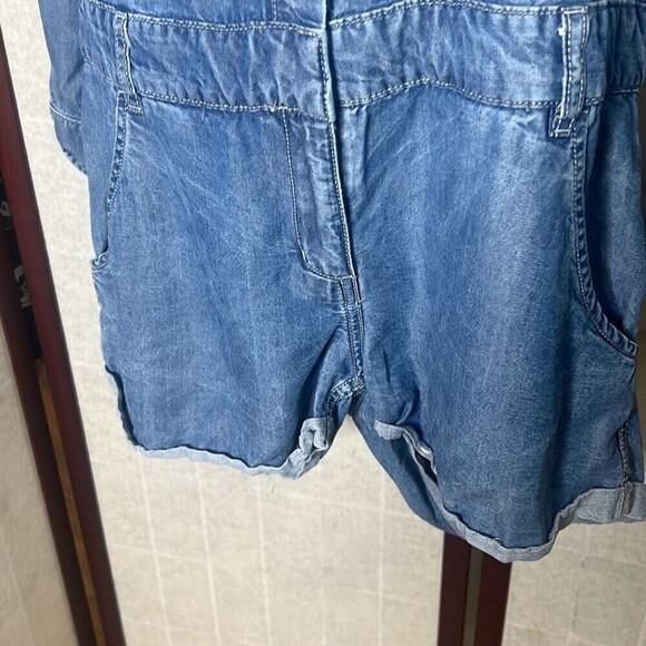 The Kooples Jeans‎ Women's Blue Bird Embroidered Chambray Open Back Romper Large - Picture 10 of 12